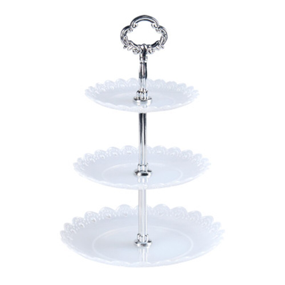 Afneembare Cake Stand Party Bruiloft Europese Stijl Keuken Home Decor Gebak 3-Tier Cupcake Fruitschaal Serveren Dessert Houder: transparent