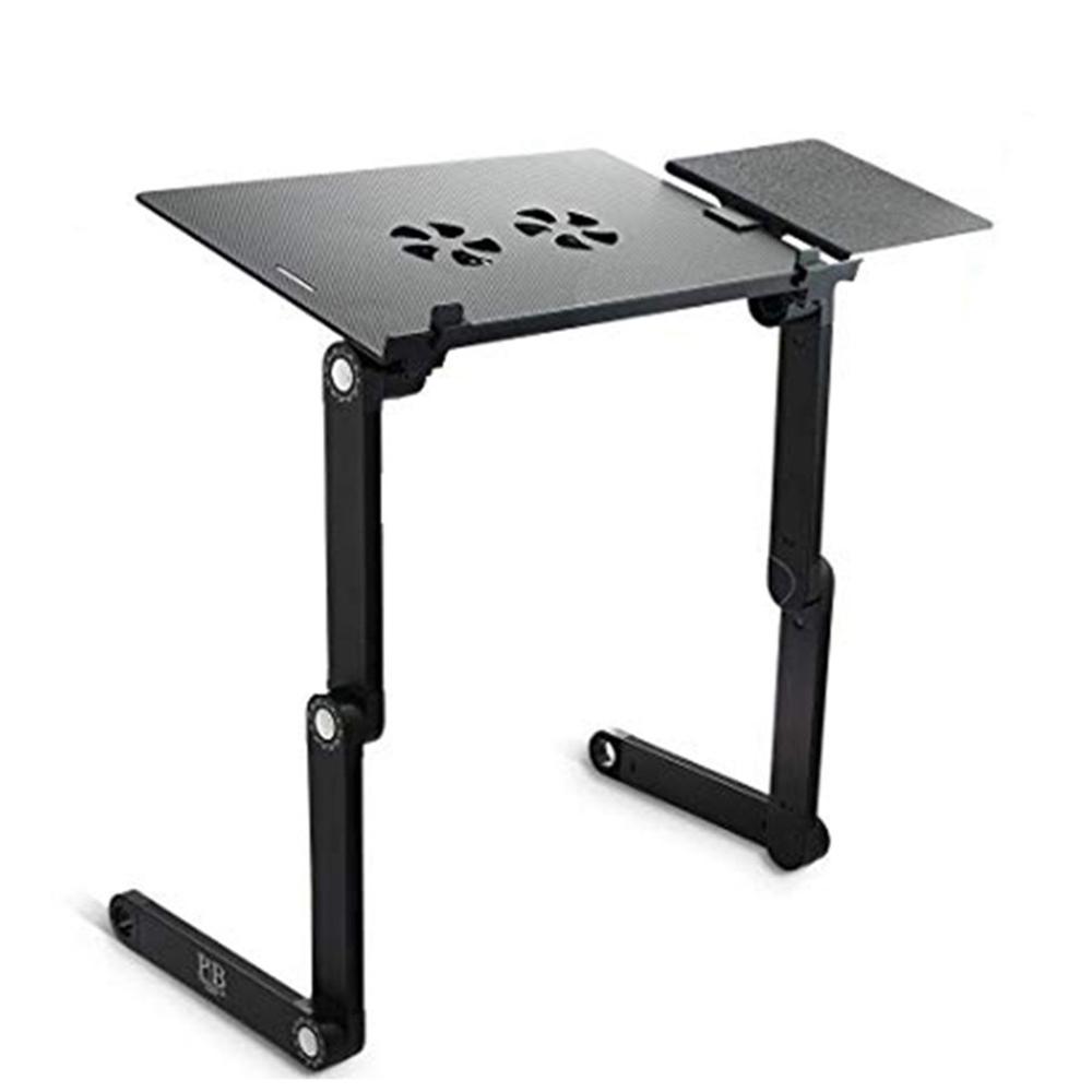 Mesa plegable de aleación de aluminio para ordenador portátil, soporte de escritorio con ventilador de refrigeración, doble ventilador, bandeja para cama, escritorio para oficina y estudio