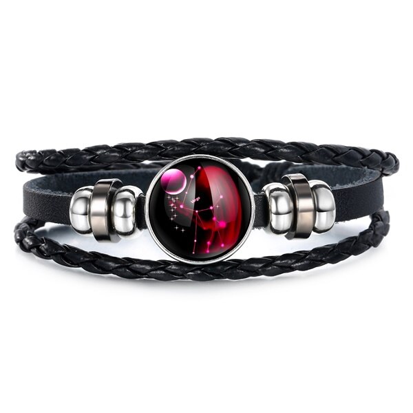 Ifmia 12 konstellationer læder stjernetegn med perler armbånd armbånd til mænd drenge smykker rejsetilbehør: 7