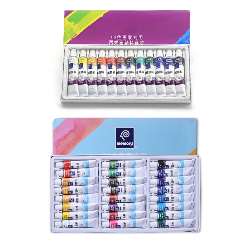 12ml 12/24 Color Acrylic Paints Set Hand Painted Wall Paint Drawing R66C