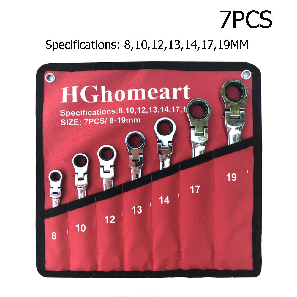 Hand Tool Sets Auto Reparatie Dopsleutel Sleutel Ratchet Wrenchs Schroevendraaier Sleutel Set Gereedschap Garage Gereedschap Voor Thuis Momentsleutel: Red-7pcs