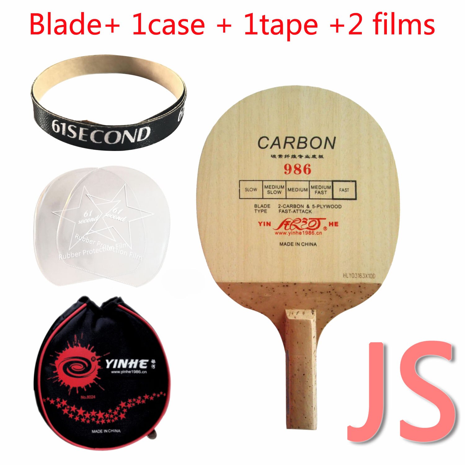 Galaxy Milky Way Yinhe 986 Carbon Fast-Attack Table Tennis Blade Japanese penhold for PingPong Racket: JS with YB case
