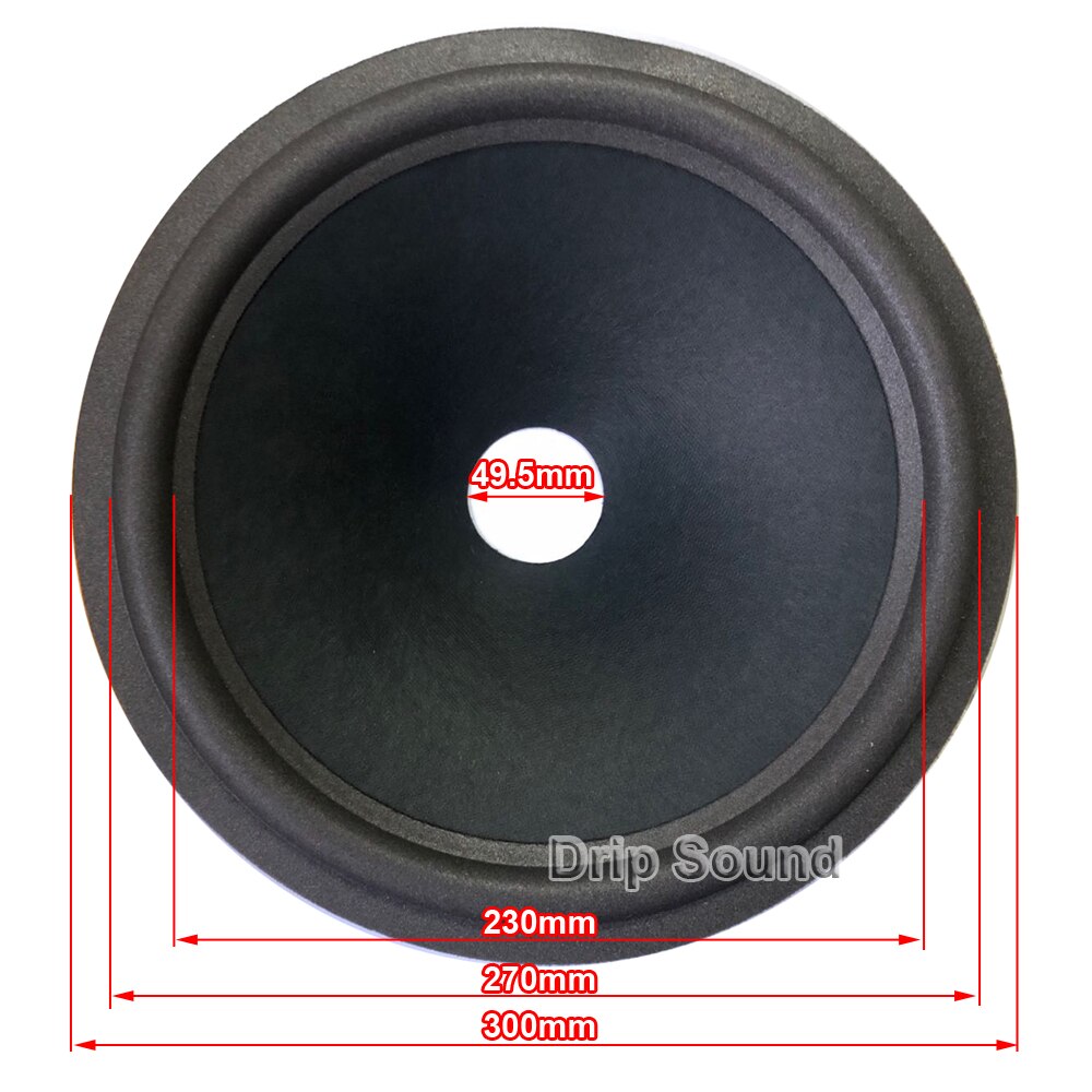 12" inch 300mm 49.5mm Core Speaker Cone Paper Basin Woofer Drum Paper Foam Edge Trumper Bass Repair Parts