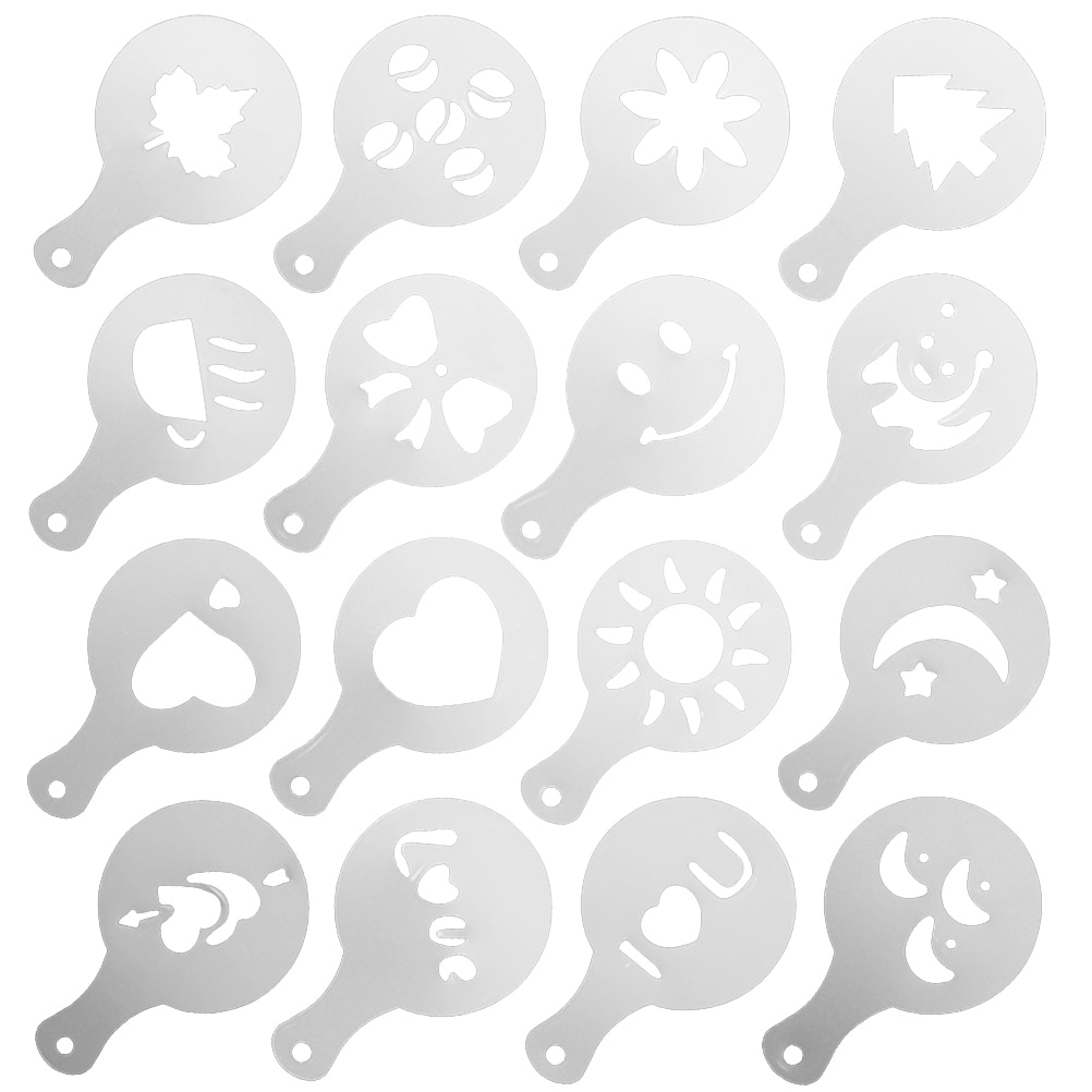 16pcs Coffee Template Coffee Stencils for Coffe Shop Kitchen Coffee Stencils