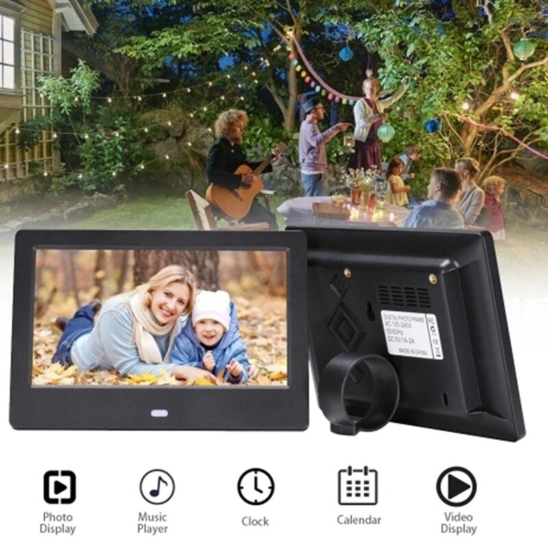 SJD-703 7 Inch Leds Digitale Fotolijst 1024X600 H-D Sn Desktop Album Display Ie MP4 Video MP3 O klok Kalender Wit