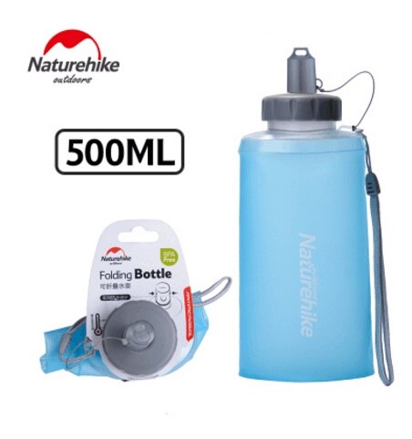 Naturehike sammenleggbar sammenleggbar silikon drikke sports vannflaske vannpose camping reise sykkel flaske vann bag: Blå 500ml