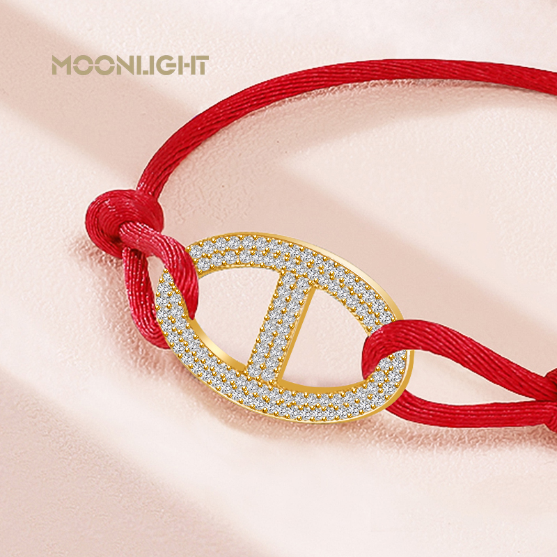 Maanlicht Mode Klassiek Varken Neus Zijden Touw Bedelarmband Voor Vrouwen Zirkoon Verstelbare Armband Vrouwelijke Sieraden 14 Kleuren