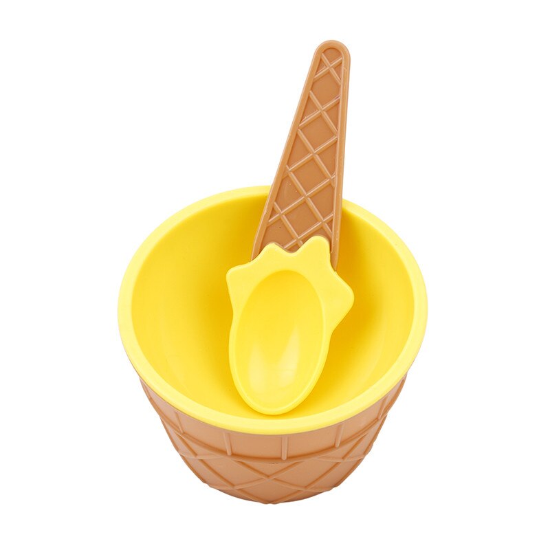 Cuencos de helado para niños, taza, tazón de pareja, , contenedor para postres, cuchara, el mejor para niños: YELLOW