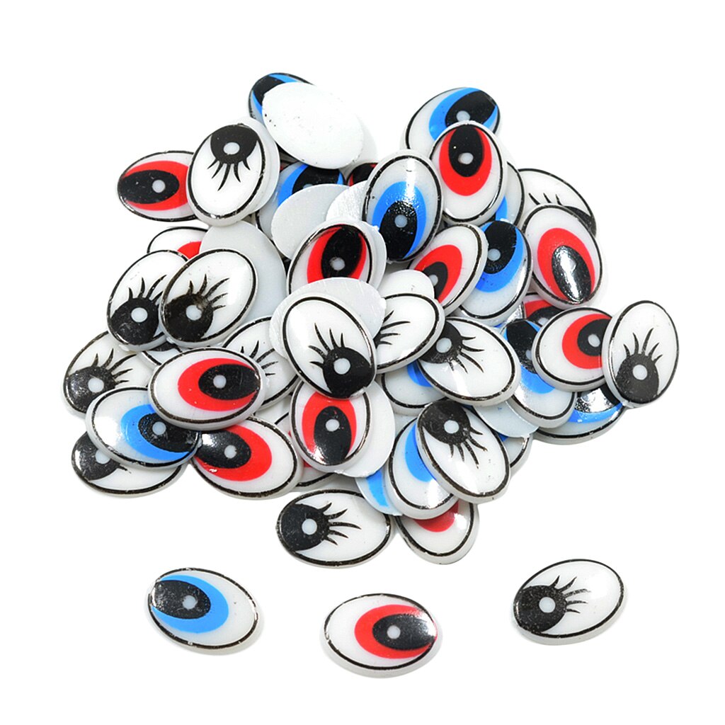 Ojos planos ovalados, Ojos de seguridad de plástico, adhesivo, ojos móviles, arte artesanal, 60 uds.