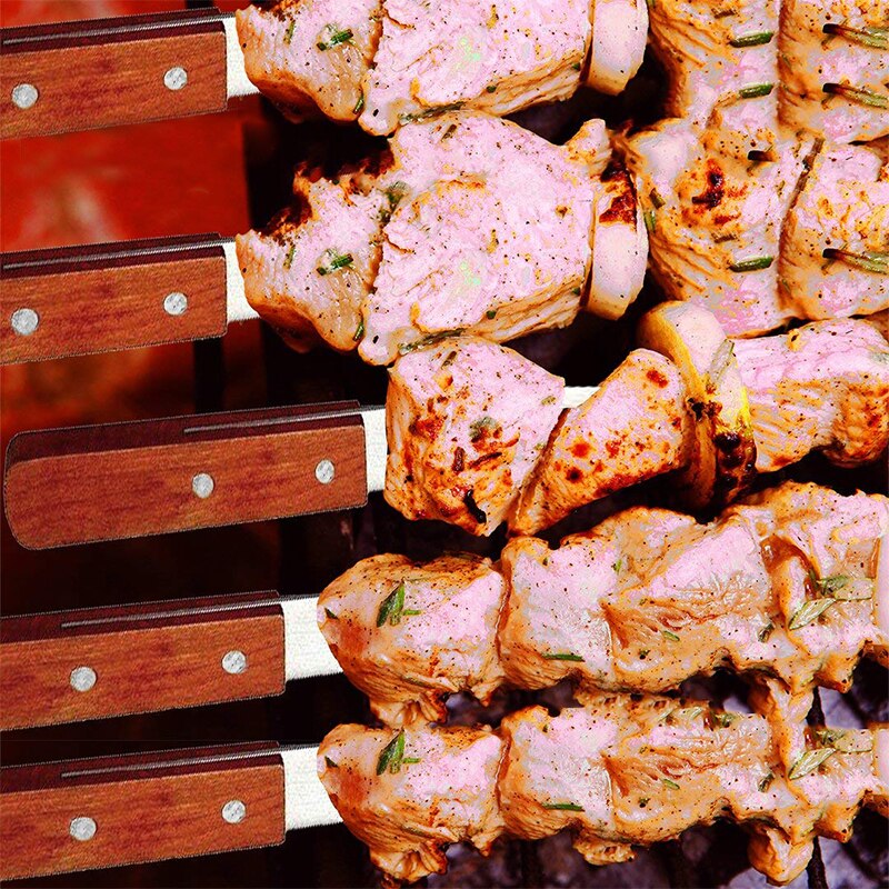 20.5 tum 52cm stora grillspett i brasiliansk stil med lång handtag grillgaffel shish kebab turkiska grillspett 2 st