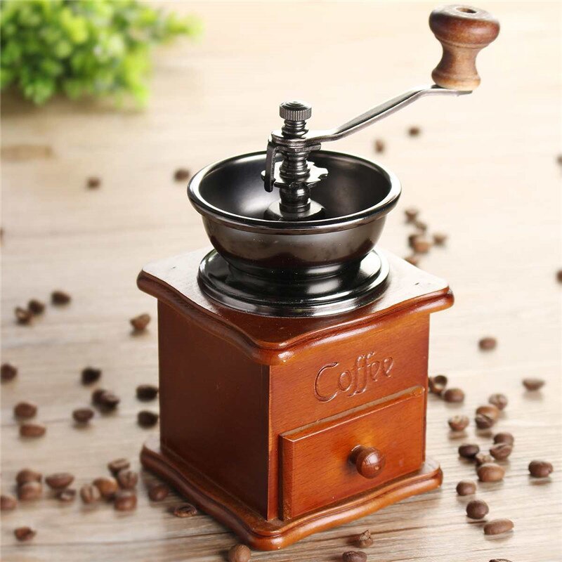 Di legno Macinino Da Caffè Retro A Mano Manuale di Cucina di Casa Mini In Acciaio Inox Erba Aromatica Pepper Mill Spice Chicco di Caffè Burr Mulino Macchina