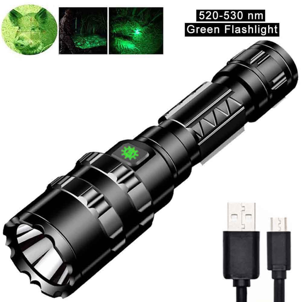 USB Rechargable Mini LED Flashlight 3 Lighting Mode Waterproof Torch Telescopic Zoom Stylish Portable Suit for Night Lighting: Green