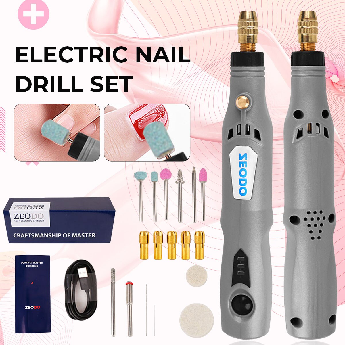 Mini Electric Drill Cordless Drill Variable Speed USB Cordless Drill Rotary Tools Engraver Pen DIY Grinding Accessories Set