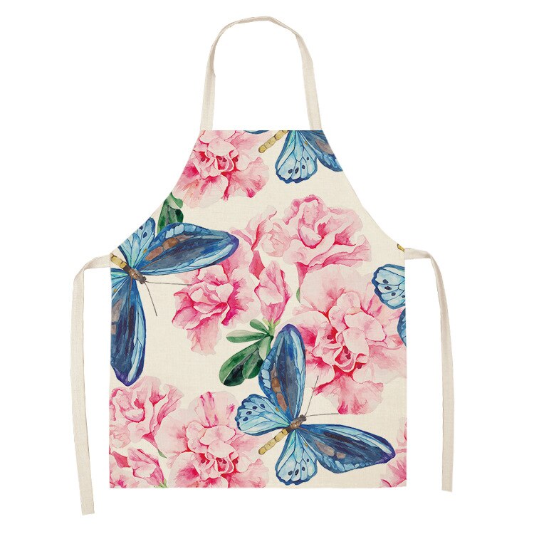 Karikatur Schmetterling Schürze Gedruckt Küche Schürzen für Frauen Baumwolle Leinen Hause Kochen Backen Taille Lätzchen Schürze Reinigung Werkzeuge: A5 / 47x38cm
