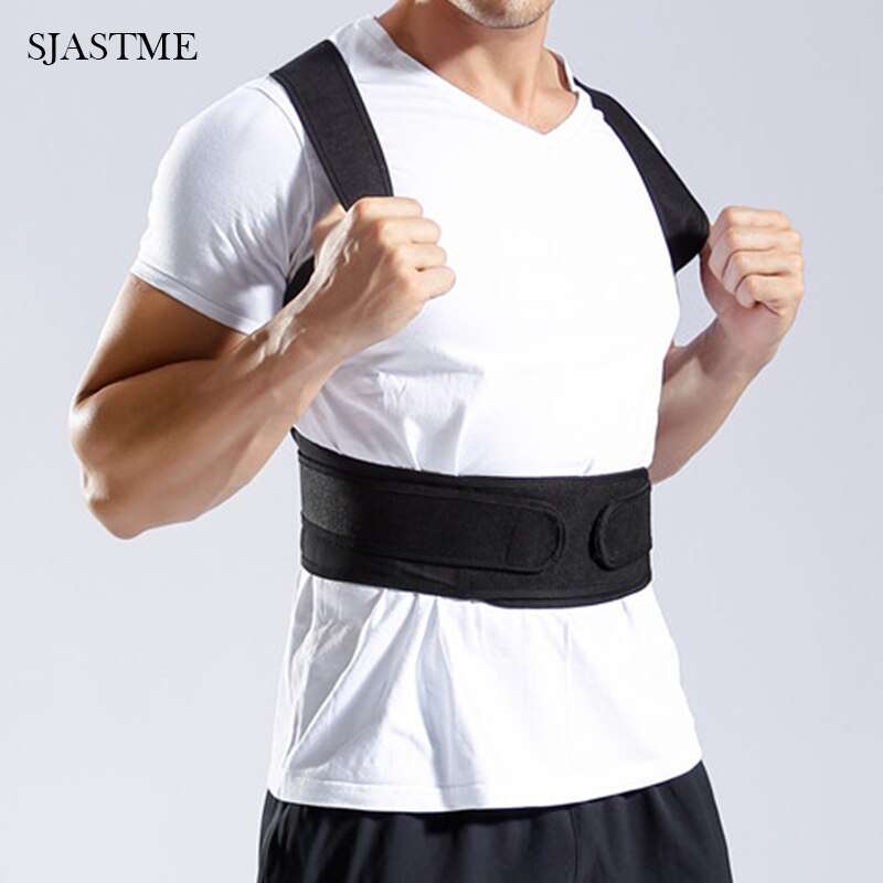 SJASTME Fully Adjustable Posture Back Support Corrector Lumbar Brace Shoulder Band Belt Body Shaper Black Vest Shapewear