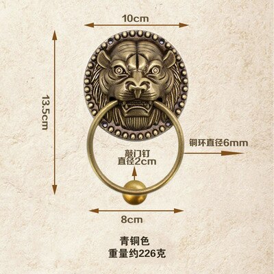 1x Leeuw Deurklopper, Chinese Stijl Deurklopper Antieke Dier Hoofd Deur Ring Houten Deur Pull Ring Vervangende Onderdelen: 10cm Bronze color