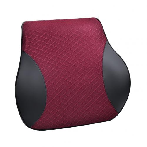 Space Memory Foam Travel Headrest Cushion Pad Car Head Pillow Lumbar Support: Wine Red Lumbar