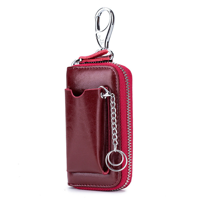 2022 Autosleutel Portemonnee Pouch Bag Case Wallet Holder Keten Sleutel Portemonnee Pocket Key Organizer Mannen Autosleutel tas: wine red