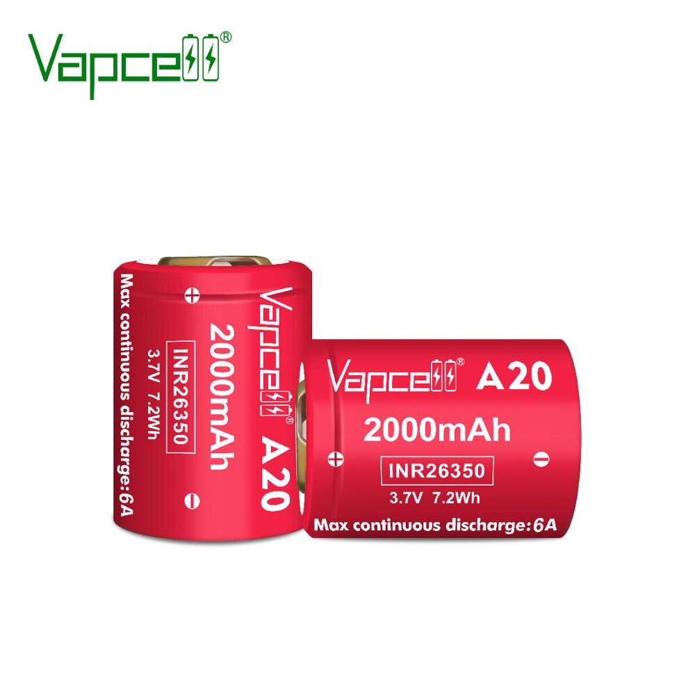 4pcs original Vapcell 26350 battery 2000mah 6A A20 rechargeable battery for Flashlights power tools 3.7V li-ion battery