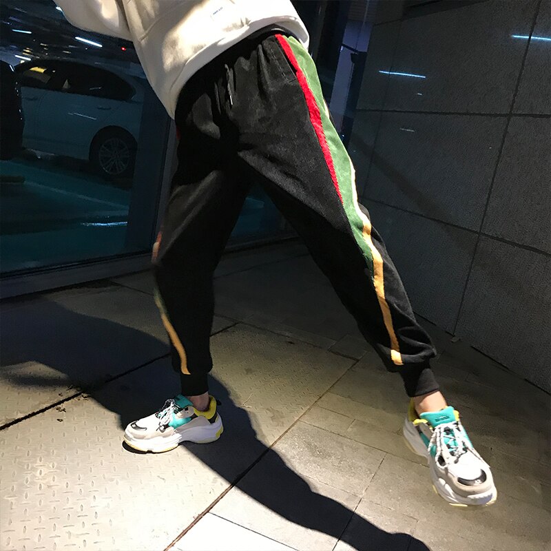 Rua hip-hop calças simples vestido estilo ginásio jogging temperamento calças soltas calças de fitness masculina roupas masculinas musculação