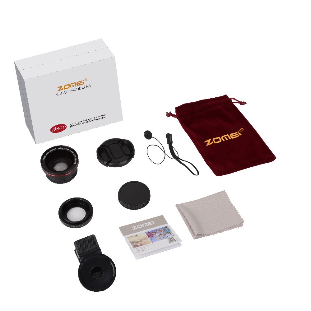 ZOMEI 2 en 1 objectif téléphone HD 0.42X objectif Fisheye avec objectif Macro pour iPhone 6/6 s plus/5 s/4 s Samsung Galaxy HTC et LG