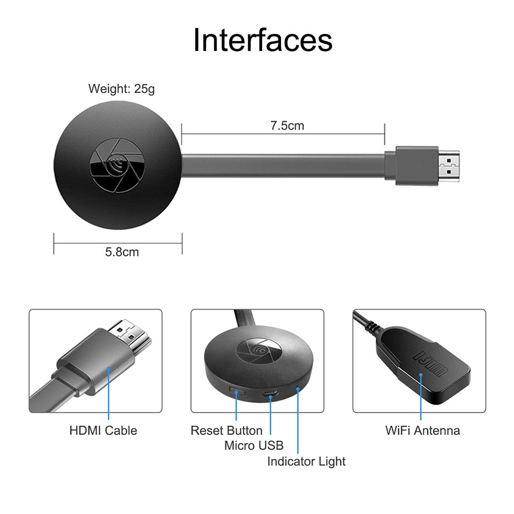 Mirascreen G2 WiFi Wireless Display Dongle anycast TV Stick HDMI receptor AirPlay Miracast para ios/android/pc para chromecast 2 3