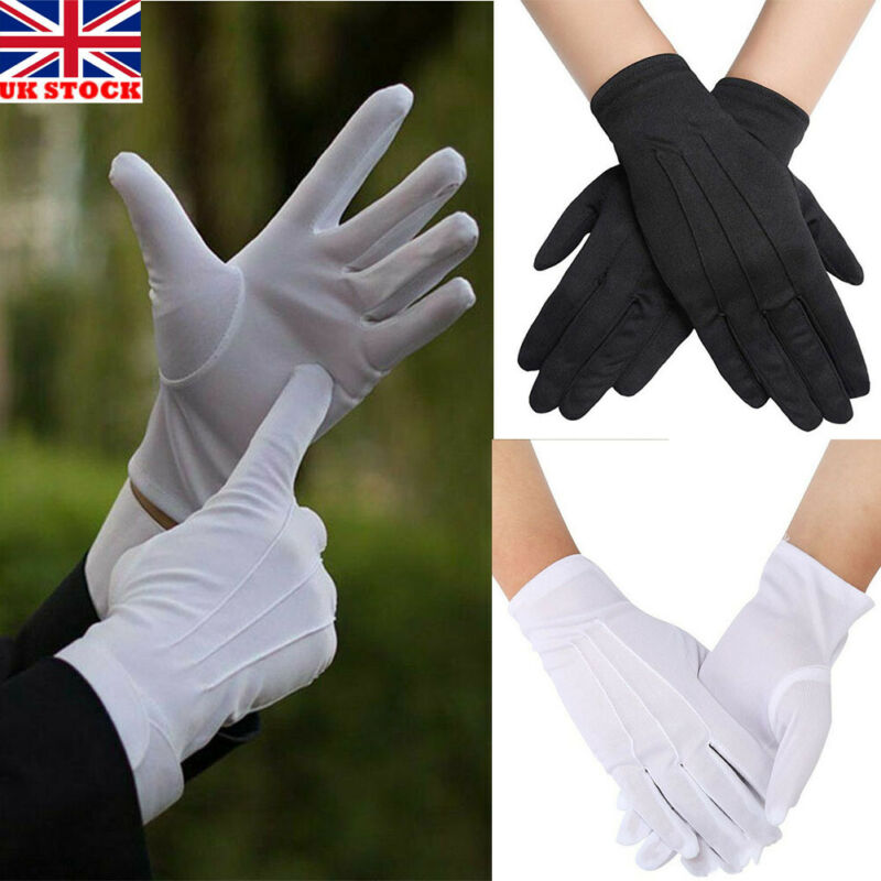 1 paar Witte Katoenen Handschoenen Zachte Dunne Sieraden Zilveren Inspectie Werk Handling Handschoenen