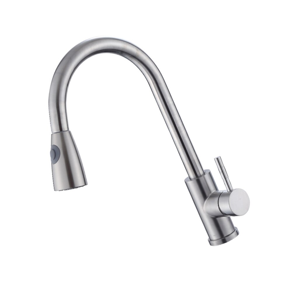 304 Stainless Steel Kichen Bathroom And Cold Tap Pulling Type Faucet Stretch Adjustable Faucet (with 2pcs 60cm Soft Tube Sil