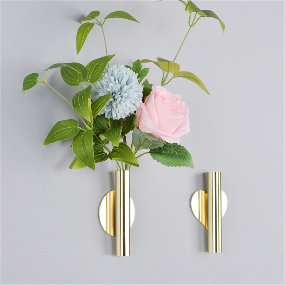 Jarrón para colgar en la pared de acero inoxidable, soporte para pared, maceta, florero de pared de salón, decoración para el hogar, boda, 1 unidad
