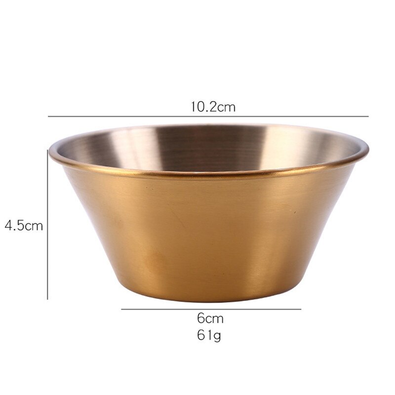 Stainless Steel Small Plate Food Snack Dish Sauce Plate Seasoning Dish Plate Kitchen Tools: Gold 