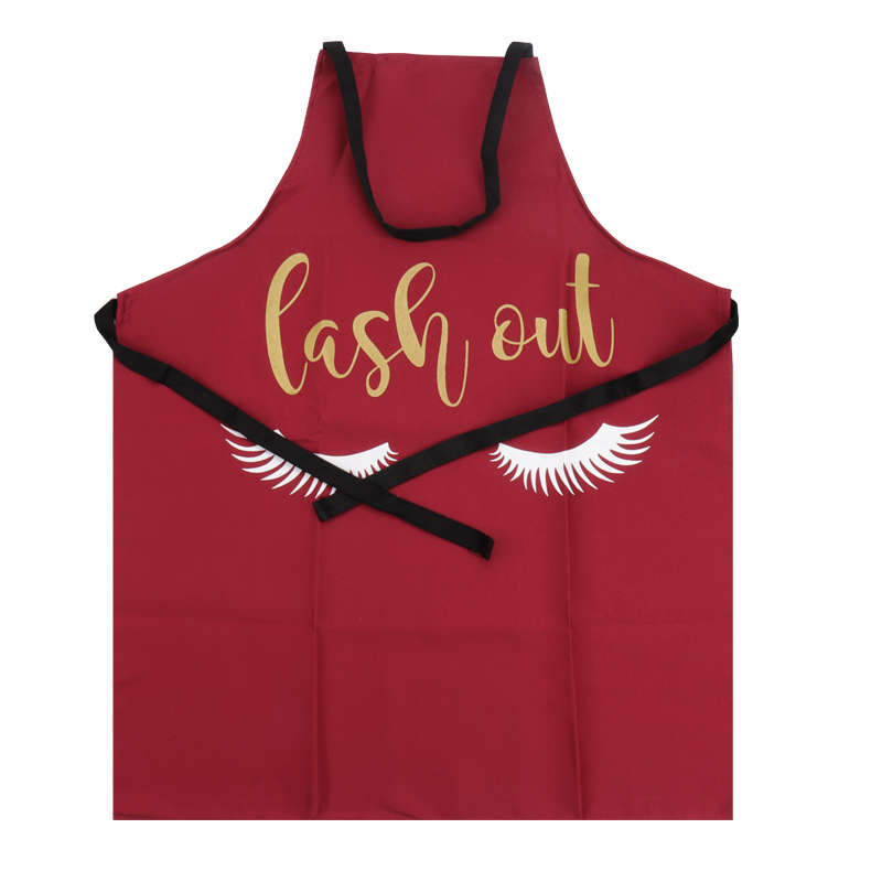 Bronzing Eyelash Pattern Grafted false eyelash Apron Women Adult Home Cooking Baking Cleaning Aprons Bibs Kitchen tools: black
