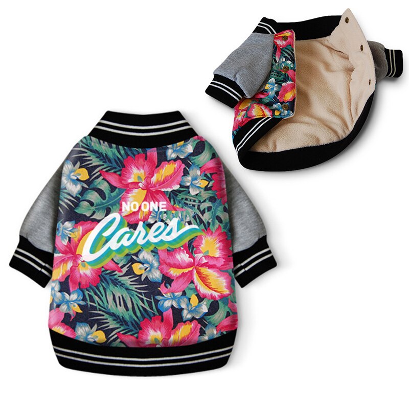Clothes For Cats Winter Thicken Warm Pet Cat Dog Coat Jackets Cotton Kitten Kitty Clothing Flower Printed Cat Costumes Outfits