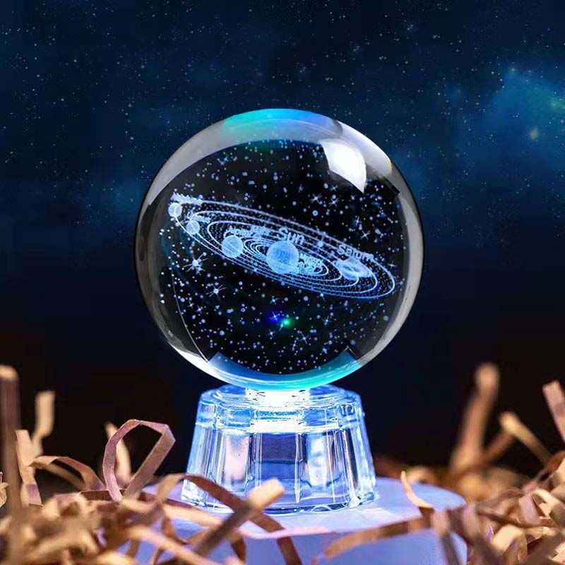 Lámpara de cristal brillante, luz nocturna de galaxia planetaria, bola de cristal, luz de mesita de noche, decoración del hogar, de Navidad: royal blue