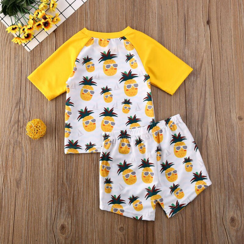 Zomer leuke peuter jongen badmode tweedelige set cartoon ananas print baby boy beachwear