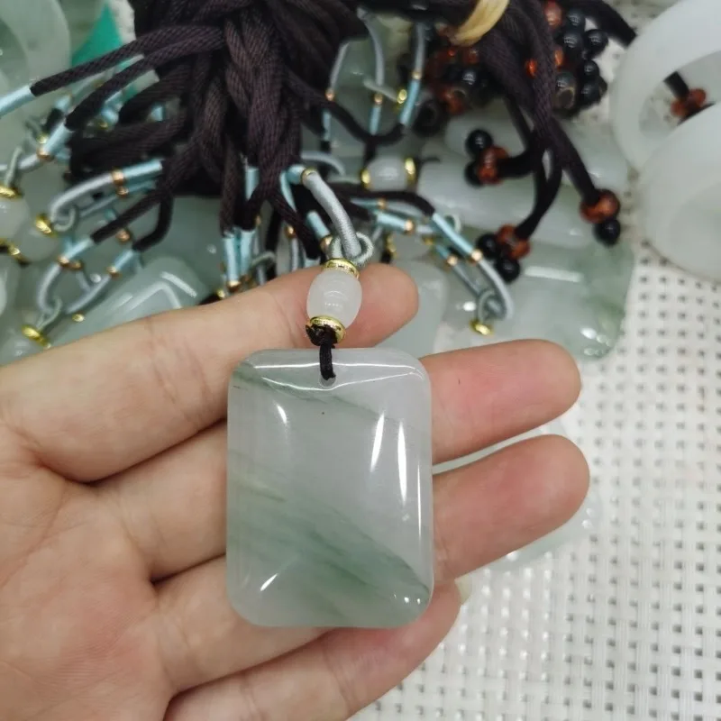 Ping An Brand Jade Pendant Floating Flowers Tianshan Cui Ping An Brand Pendant for Men and Women Pendant Neck Ornaments .: Default Title