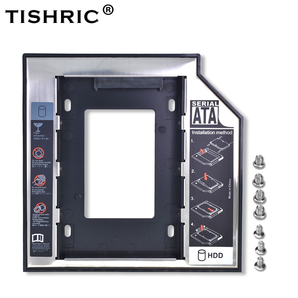 Tishric Plastic Aluminum Optibay 12.7mm SATA 3.0 2.5" HDD Caddy Universal Enclosure Adapter DVD HDD For Laptop Cd ODD Hard Disk: Default Title