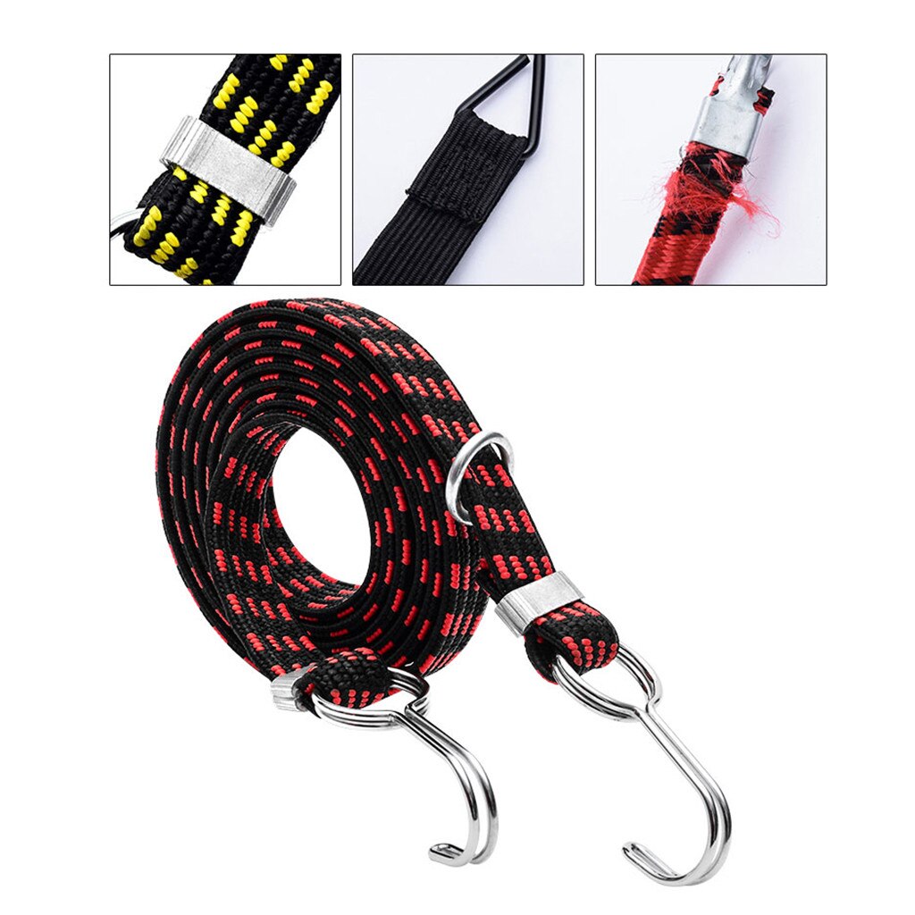 Luggage Tied Rope Stacking Banding Elastic Cord Strap For Motorcycle Bicycle Cargo Racks Strap Tie Fixed Band Hook Black