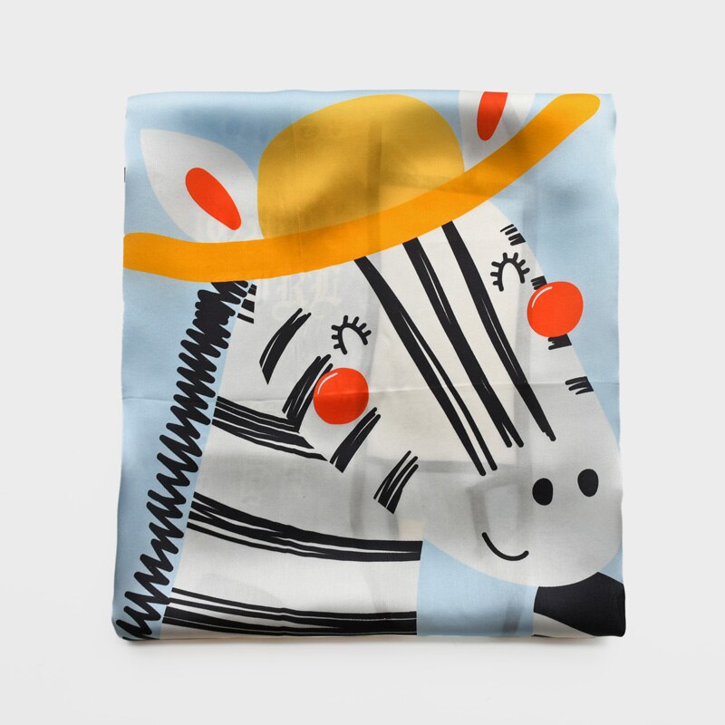 Écharpe zèbre en soie naturelle pour enfants, foulard carré de 50cm, pour cheveux, pour filles, foulard hijab, chaîne pour bébé: Default Title