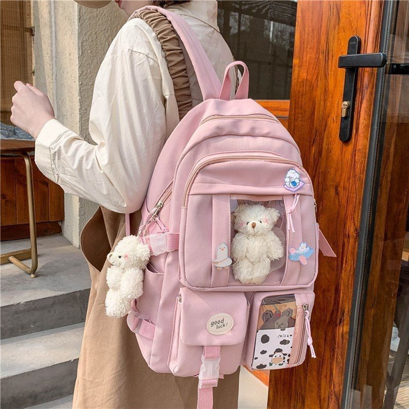 Nowy plecak dla dziewcząt do szkoły średniej torby szkolne dla nastoletnich dziewcząt wiele kieszeni plecak Kawaii kobiety Harajuku śliczne Mochila