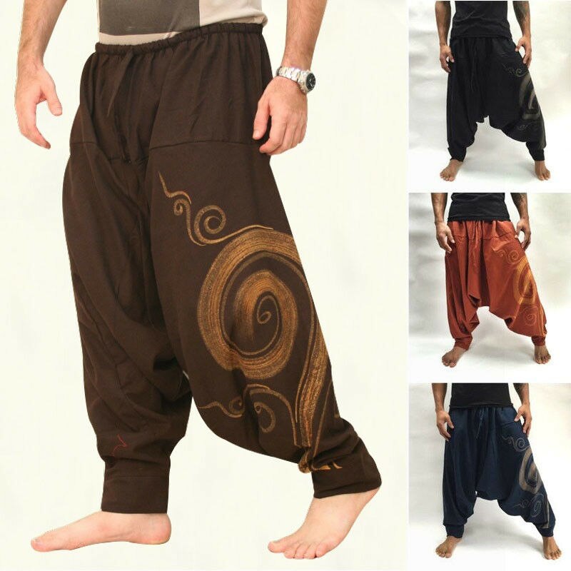 décontracté hommes Baggy Harem pantalon Hippie Boho pantalon coton doux lâche pantalon plage Yoga pantalons longs pantalons survêtement M-3XL