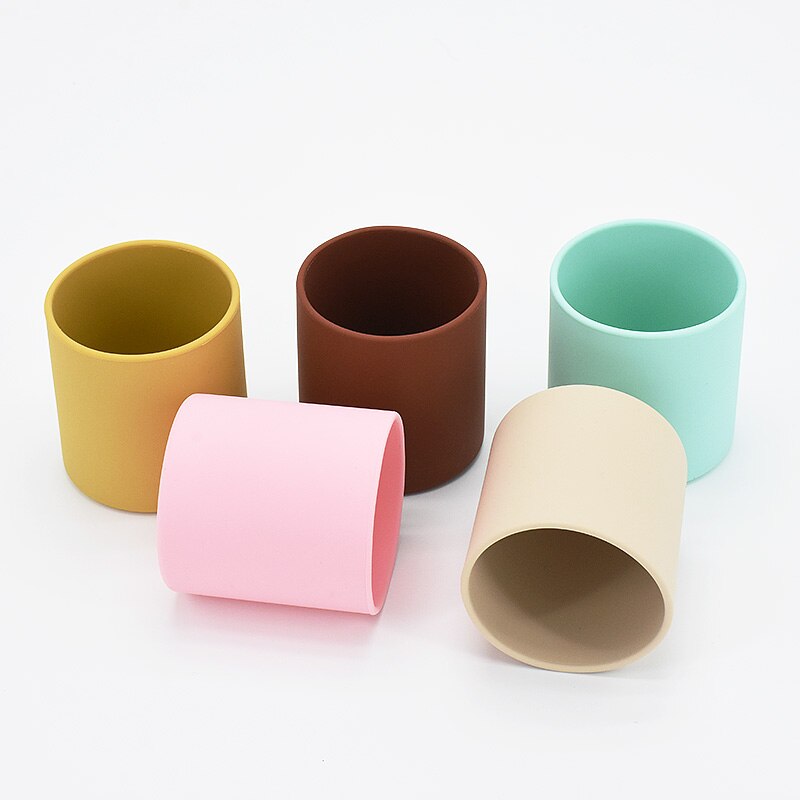 Vasos de agua de silicona para bebé, taza de entrenamiento portátil de grado alimenticio para niños, vajilla resistente al calor para niños pequeños, taza para beber
