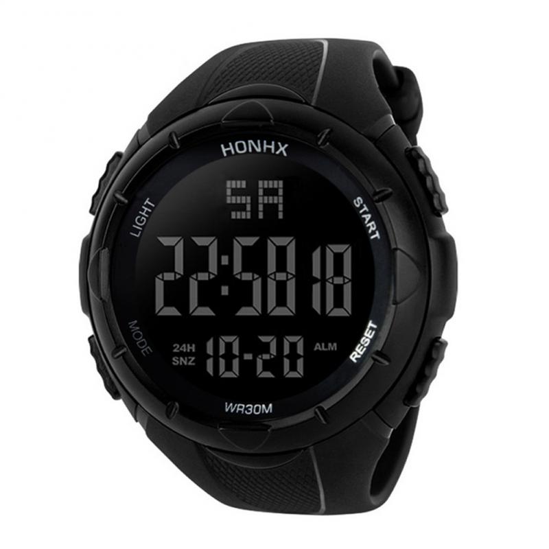 männer Digitale Uhr Sport Uhr LED Digital Neue lässig Handgelenk Uhren Silikon Gummi Band Datum Uhr Mehrfarbig: schwarz