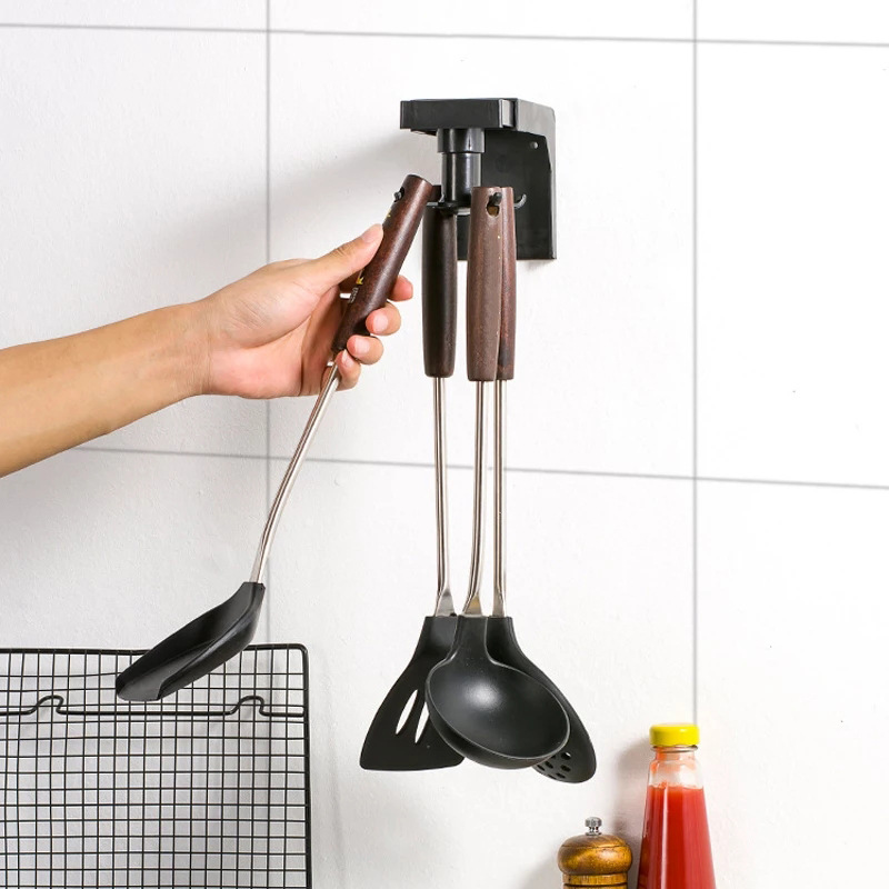 Punch Free 360 Degrees Rotated Kitchen Hooks Rotating Shelf Holder Nail Free Shelf Hanger Hanging Storage Rack