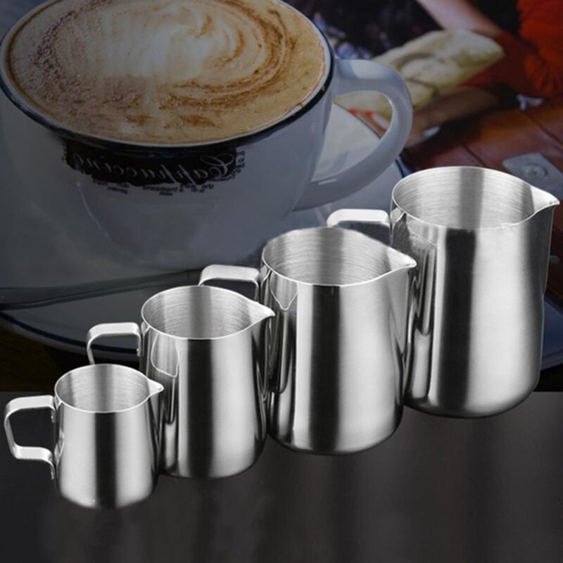Капучинатор для молока 100/350/600/1000 ml rustfritt stål skummende mugge trekk blomsterkopp cappuccino kaffe melkekrus melk fro