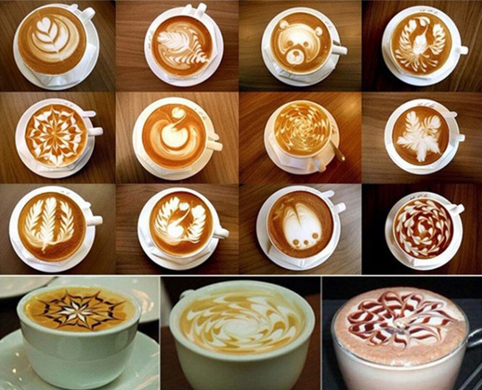 16pcs Coffee Art Stencils DIY Decor Coffee Barista Stencils Templat Coffee Decoration Tool Accessories