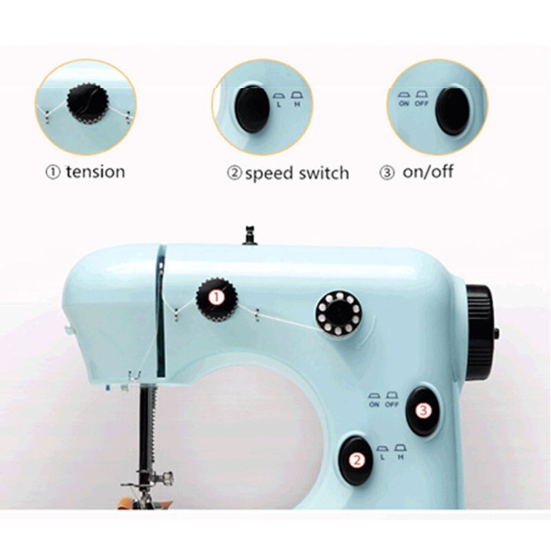 Mini Naaimachine Professionele Dikke Doek Draagbare Blauw Naaimachine Voor Kids Crafting Herstellen Machine Maquina De Costura