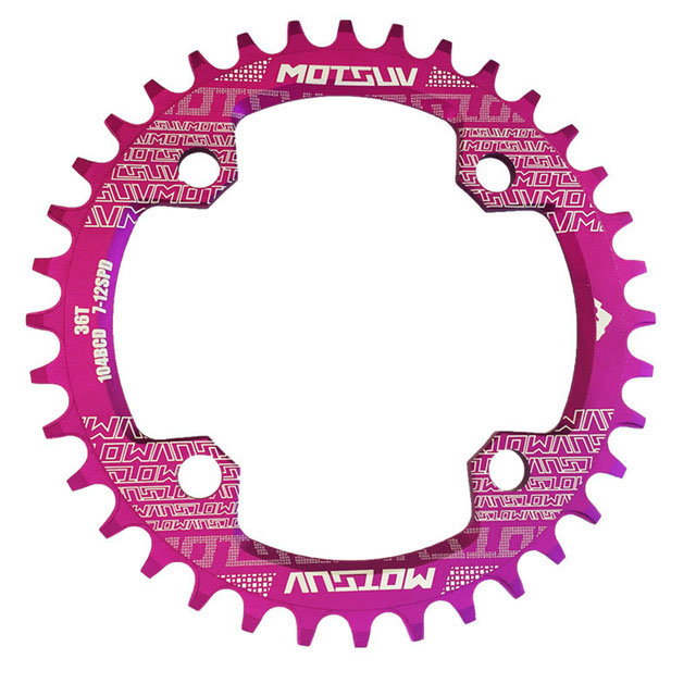 MOTSUV 104BCD Narrow Wide 38T 36T 34T 32T Bicycle Chainring,BCD 104 with 4 Bike Steel Screws, Single 12 11 10 9 8 Speed,Plato MT
