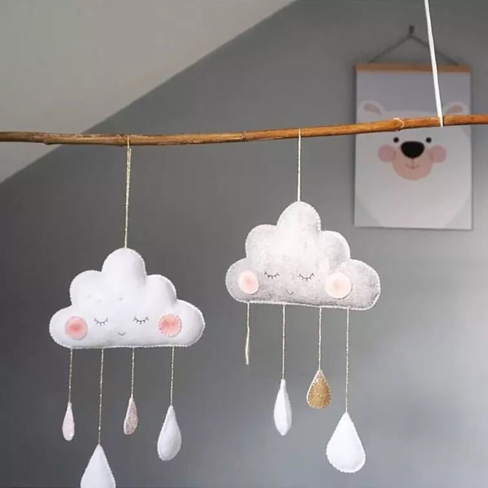 Cute Smiling Clouds Nordic Wind Baby Kids Room Nursery Home Cloud Raindrop Wall Hanging Decor Stickers Decal Kids Child