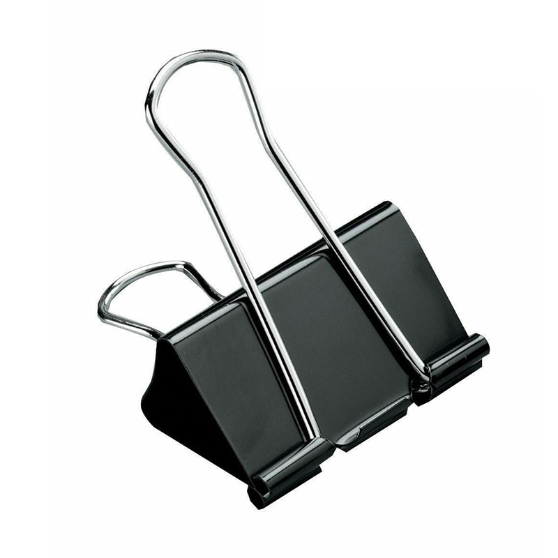 Trombone à queue d'aronde en métal noir trombone 19 25 32 41 51 Mm Clips de reliure rabattables pinces à poignée noire pince à livre de papeterie de bureau