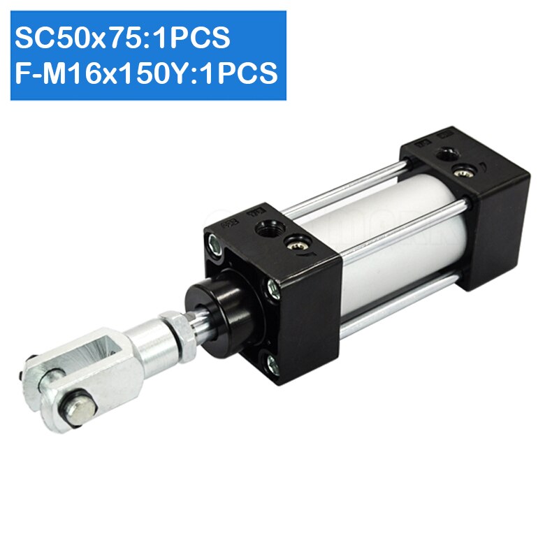 Sc50 x 75 50mm reikäinen 75mm- tahti standardi teleskooppinen pneumaattinen toimilaite männän tiiviste spesifikaatio isku pneumaattinen sylinteri: F -m16 x 150 y / Sc50 x 75